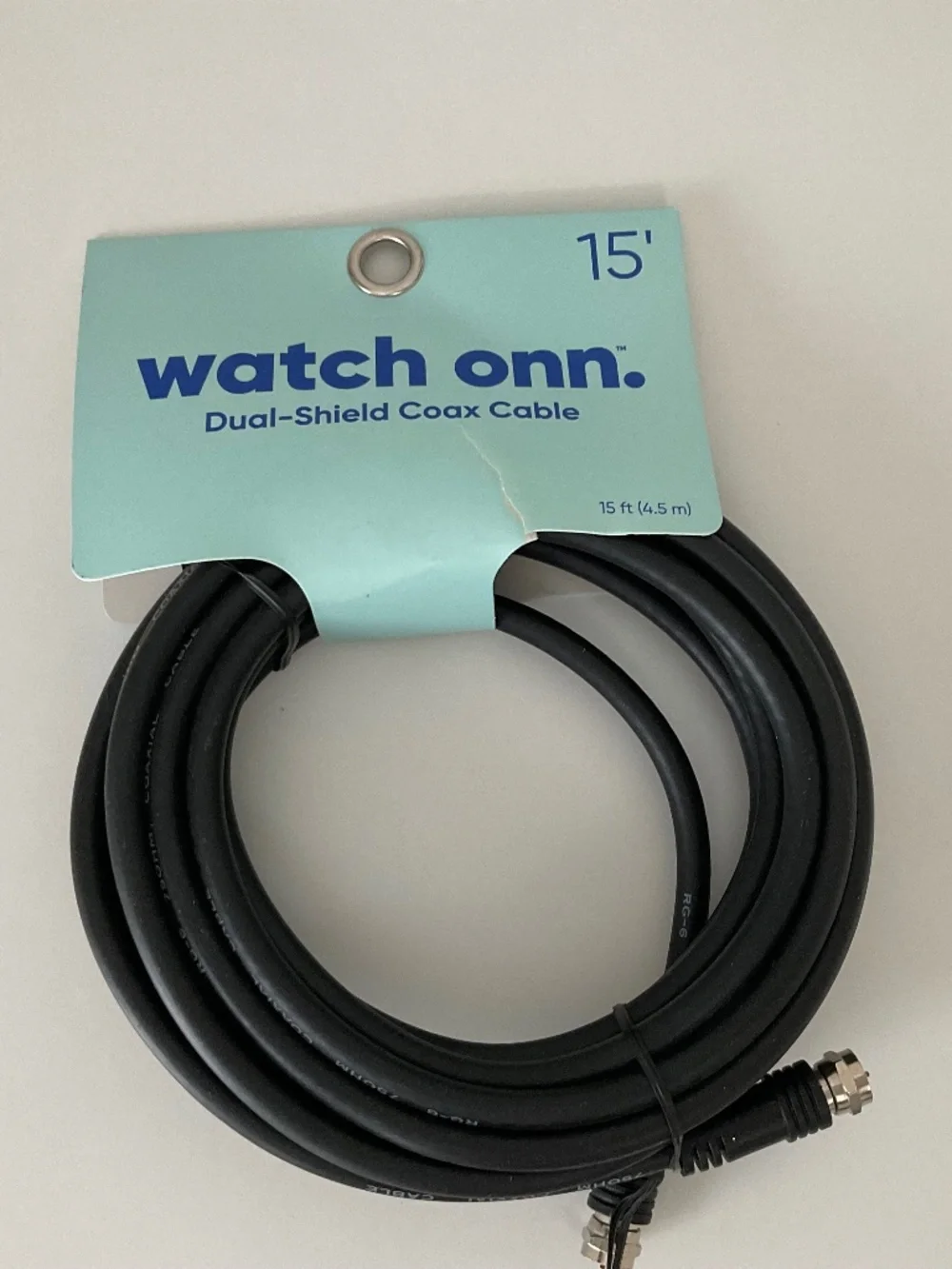 Onn. 15' RG6 Dual-Shield Coaxial Cable